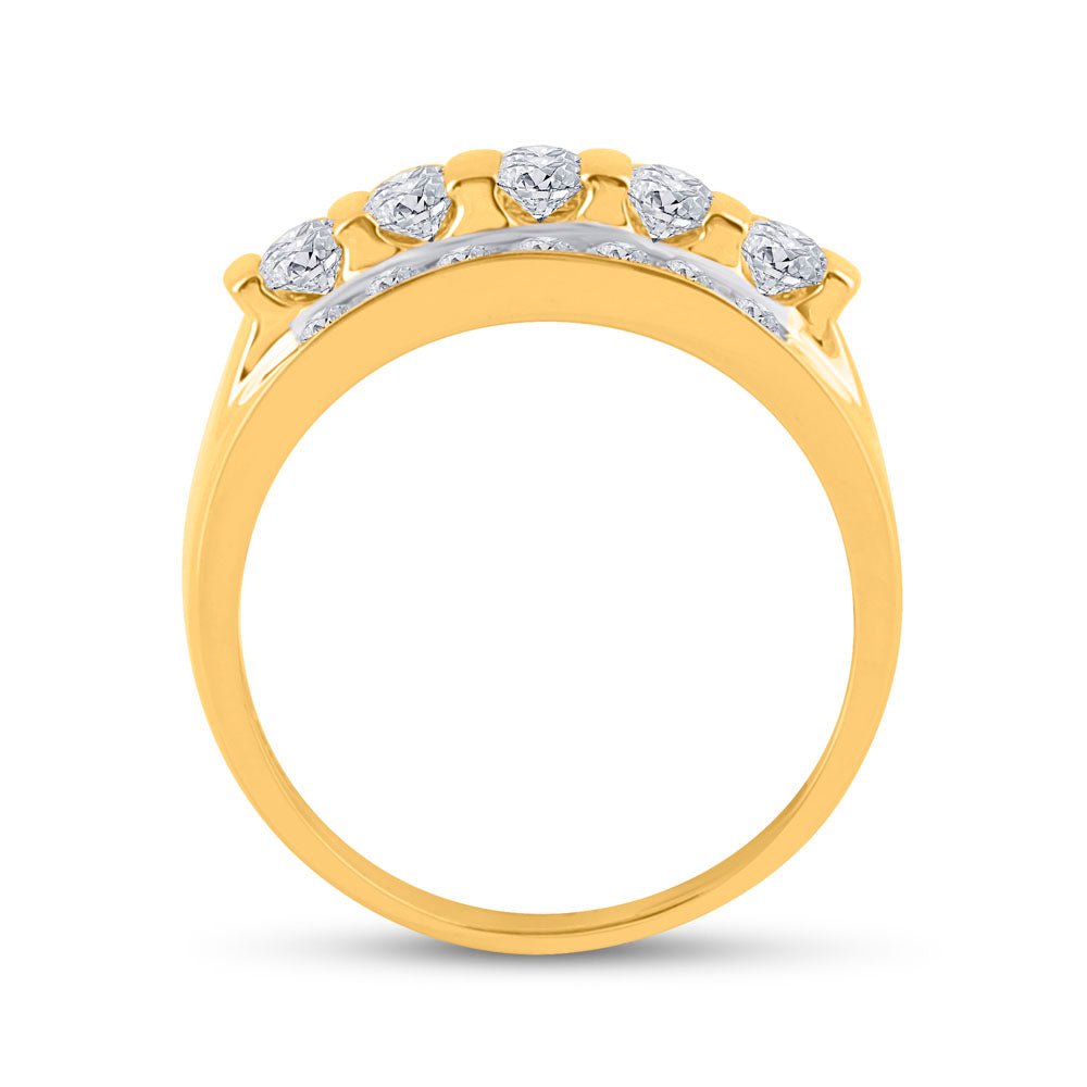14K Yellow Gold Round Diamond Men's Wedding Channel Set Band Ring 2 Cttw - Splendid Jewellery