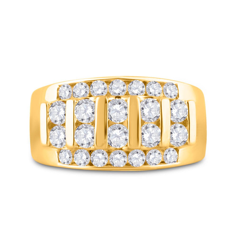 14K Yellow Gold Round Diamond Men's Wedding Channel Set Band Ring 2 Cttw - Splendid Jewellery