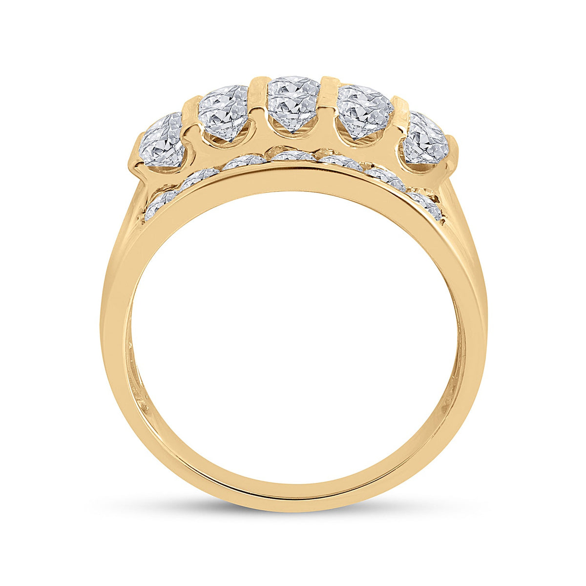 14K Yellow Gold Round Diamond Men's Wedding Channel Set Band Ring 3 Cttw - Splendid Jewellery