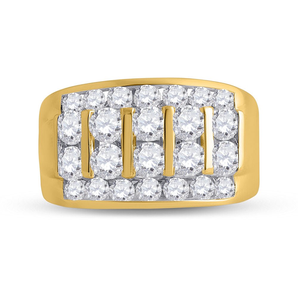 14K Yellow Gold Round Diamond Men's Wedding Channel Set Band Ring 3 Cttw - Splendid Jewellery