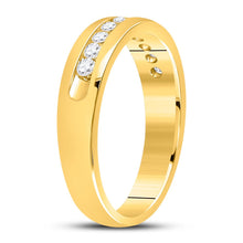 Load image into Gallery viewer, 14K Yellow Gold Round Diamond Men's Wedding Machine Set Band Ring 1/2 Cttw - Splendid Jewellery