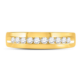 14K Yellow Gold Round Diamond Men's Wedding Machine Set Band Ring 1/2 Cttw - Splendid Jewellery