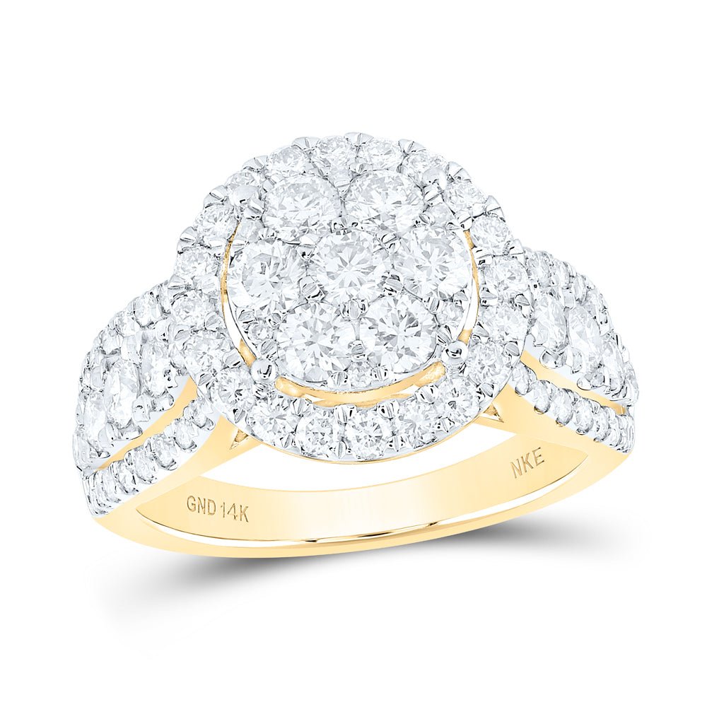 14K Yellow Gold Round Diamond Nke Ring 2 Cttw - Splendid Jewellery
