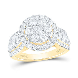 14K Yellow Gold Round Diamond Nke Ring 2 Cttw - Splendid Jewellery