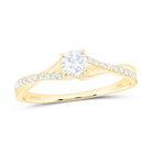 14K Yellow Gold Round Diamond No Halo Engagement Ring Cert 3/8 Cttw - Splendid Jewellery