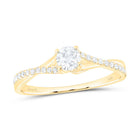 14K Yellow Gold Round Diamond No Halo Engagement Ring Cert 3/8 Cttw - Splendid Jewellery