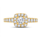 14K Yellow Gold Round Diamond Single Halo Engagement Ring 1 1/2 Cttw - Splendid Jewellery