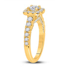 14K Yellow Gold Round Diamond Single Halo Engagement Ring 1 1/2 Cttw - Splendid Jewellery