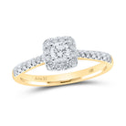14K Yellow Gold Round Diamond Single Halo Engagement Ring 1/2 Cttw - Splendid Jewellery