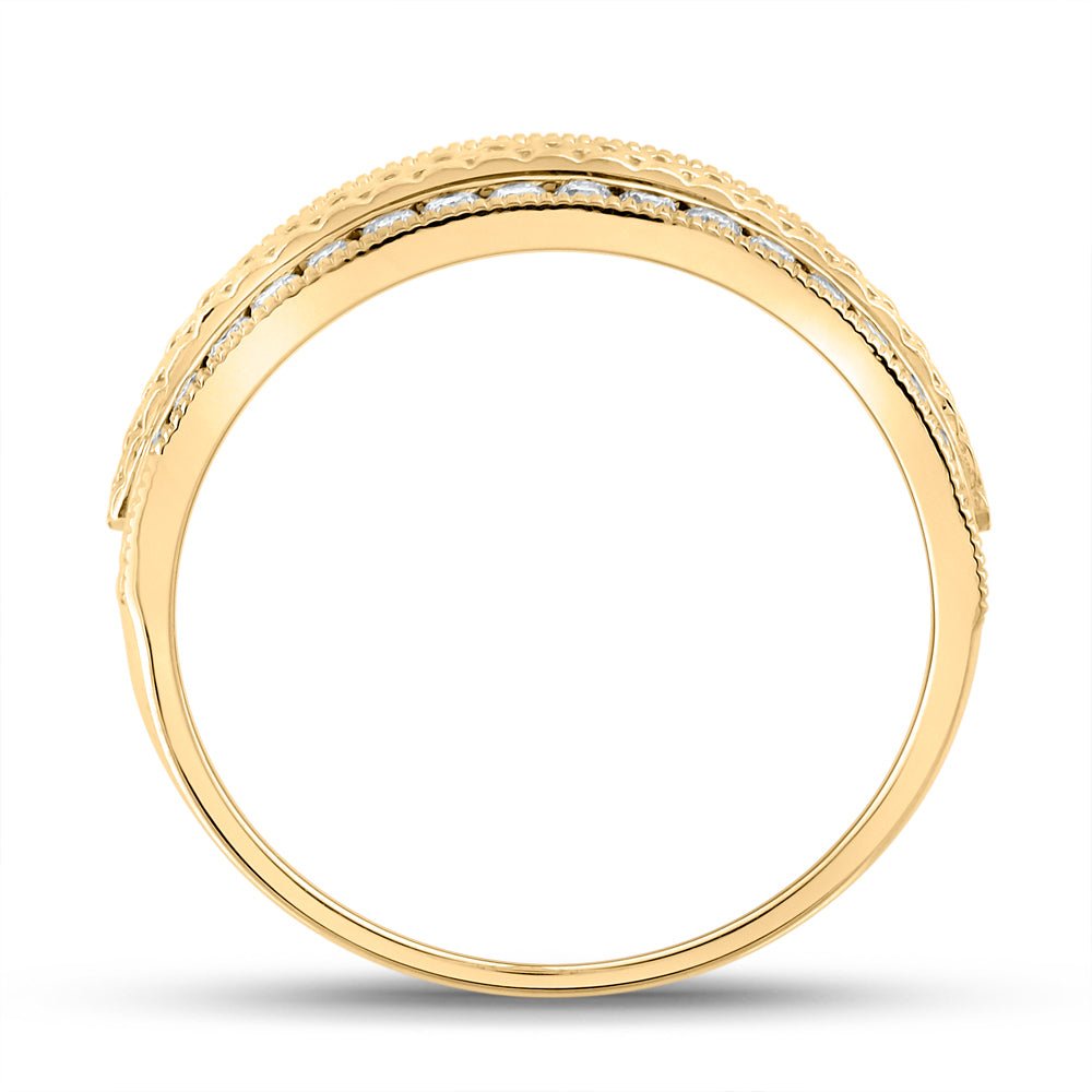 14K Yellow Gold Round Diamond Single Row Men's Band 3/4 Cttw - Splendid Jewellery