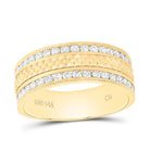 14K Yellow Gold Round Diamond Single Row Men's Band 3/4 Cttw - Splendid Jewellery