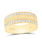 14K Yellow Gold Round Diamond Single Row Men's Band 3/4 Cttw - Splendid Jewellery