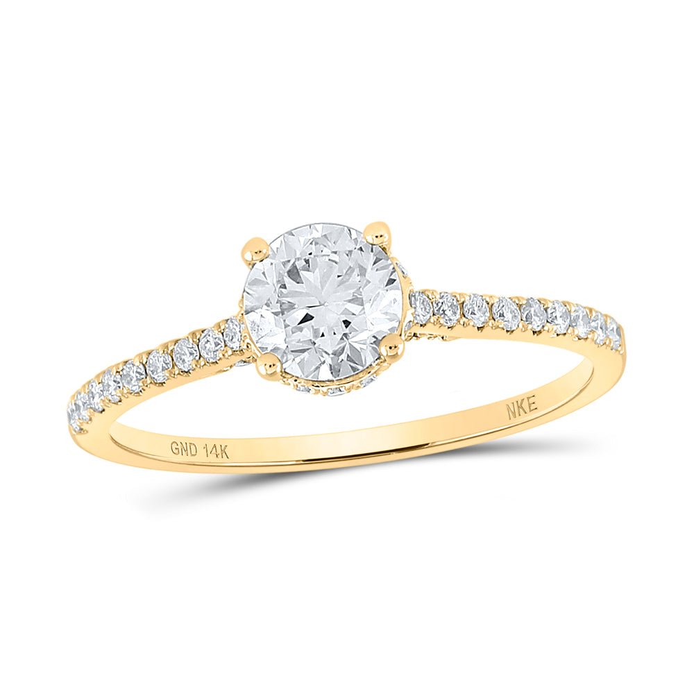 14K Yellow Gold Round Diamond Solitaire Bridal Engagement Ring (Certified) 1 Cttw - Splendid Jewellery