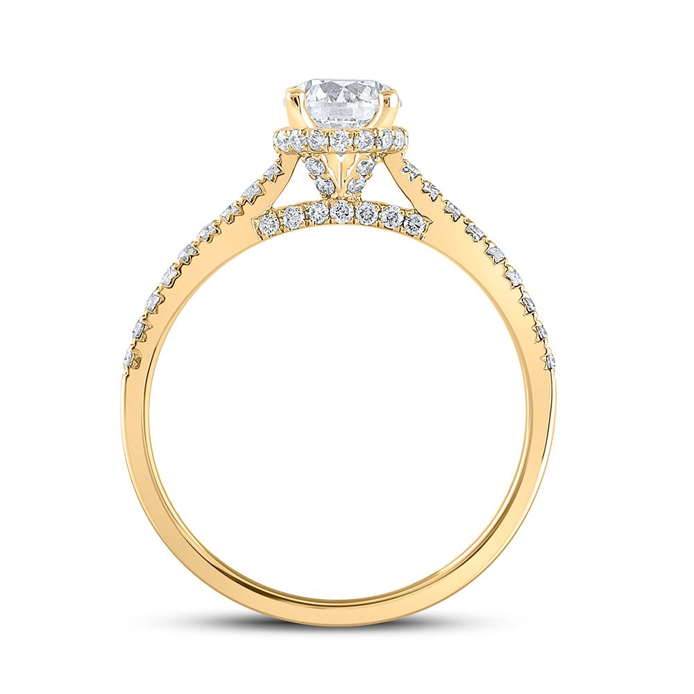 14K Yellow Gold Round Diamond Solitaire Bridal Engagement Ring (Certified) 1 Cttw - Splendid Jewellery