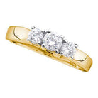 14K Yellow Gold Round Diamond Women's 3 Stone Bridal Wedding Engagement Ring 1 Cttw - Splendid Jewellery