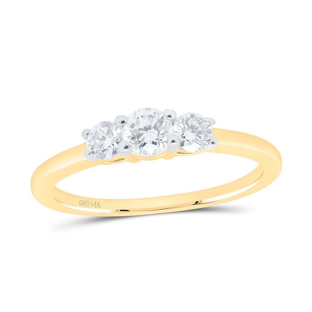 14K Yellow Gold Round Diamond Women's 3 Stone Bridal Wedding Engagement Ring 1/2 Cttw - Splendid Jewellery