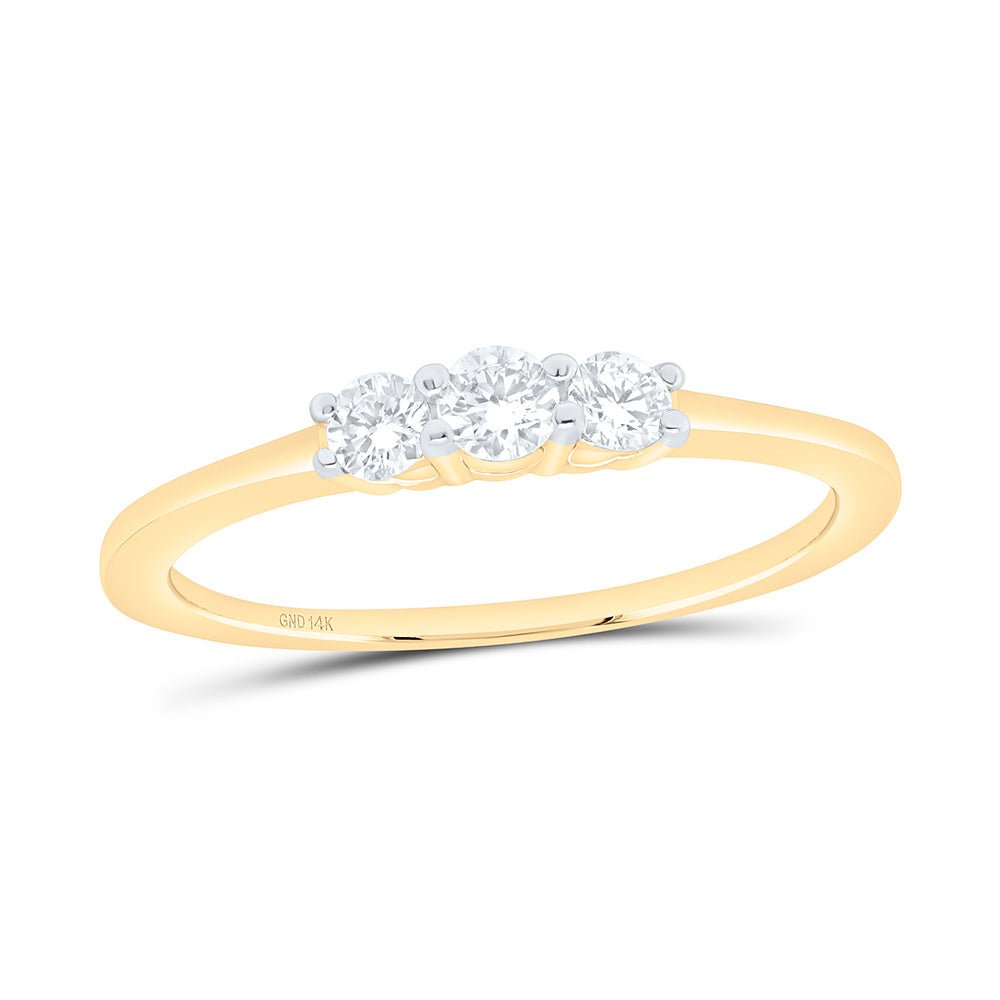 14K Yellow Gold Round Diamond Women's 3 Stone Bridal Wedding Engagement Ring 1/4 Cttw - Splendid Jewellery