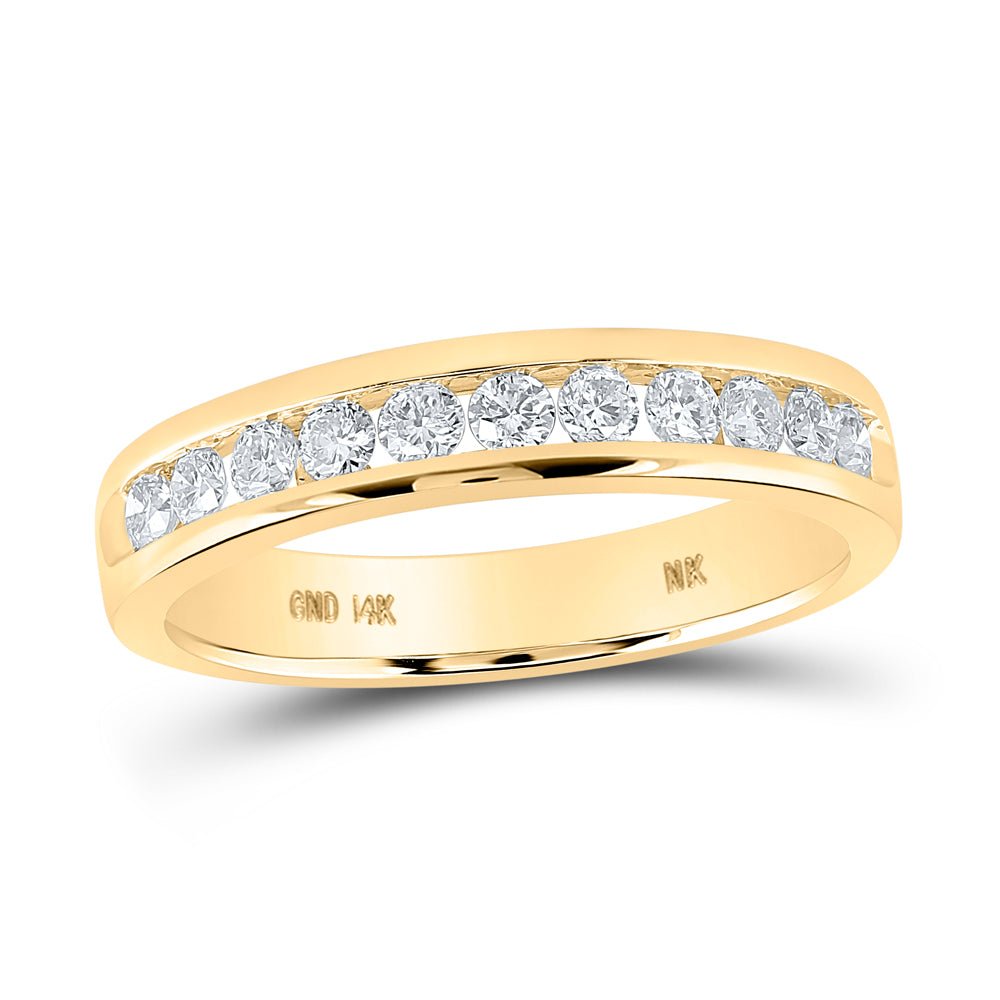 14K Yellow Gold Round Diamond Women's Band 1/2 Cttw - Splendid Jewellery
