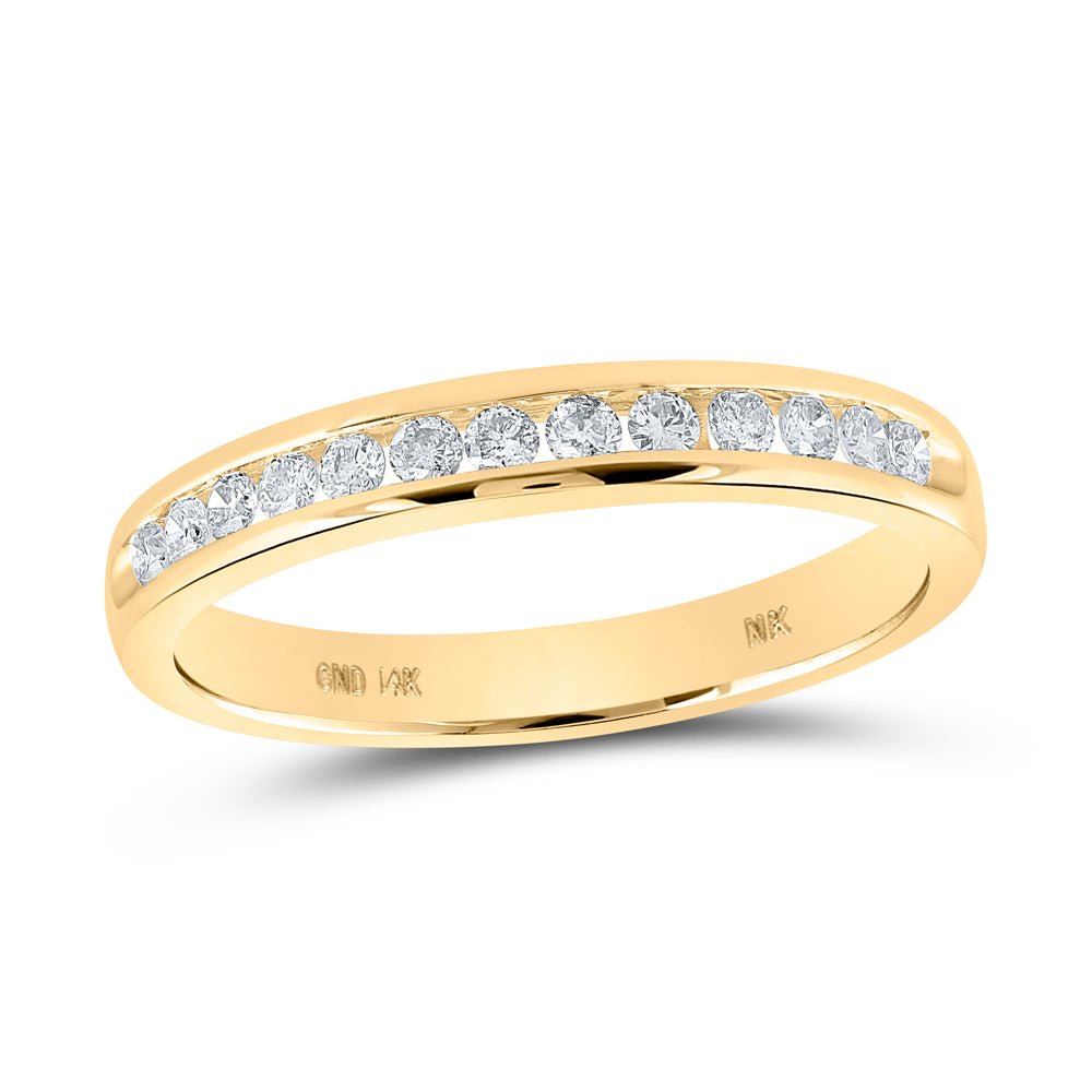 14K Yellow Gold Round Diamond Women's Band 1/4 Cttw - Splendid Jewellery