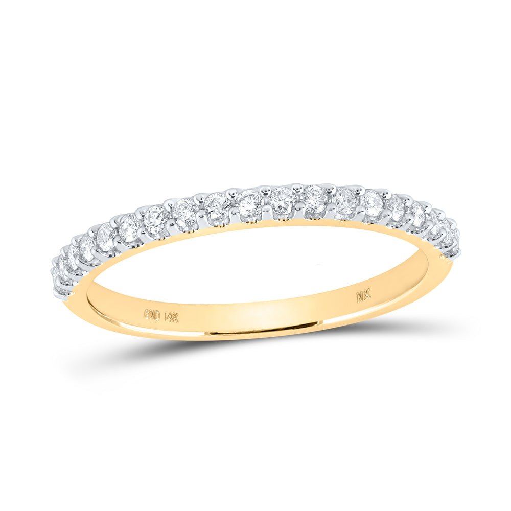 14K Yellow Gold Round Diamond Women's Band 1/4 Cttw - Splendid Jewellery