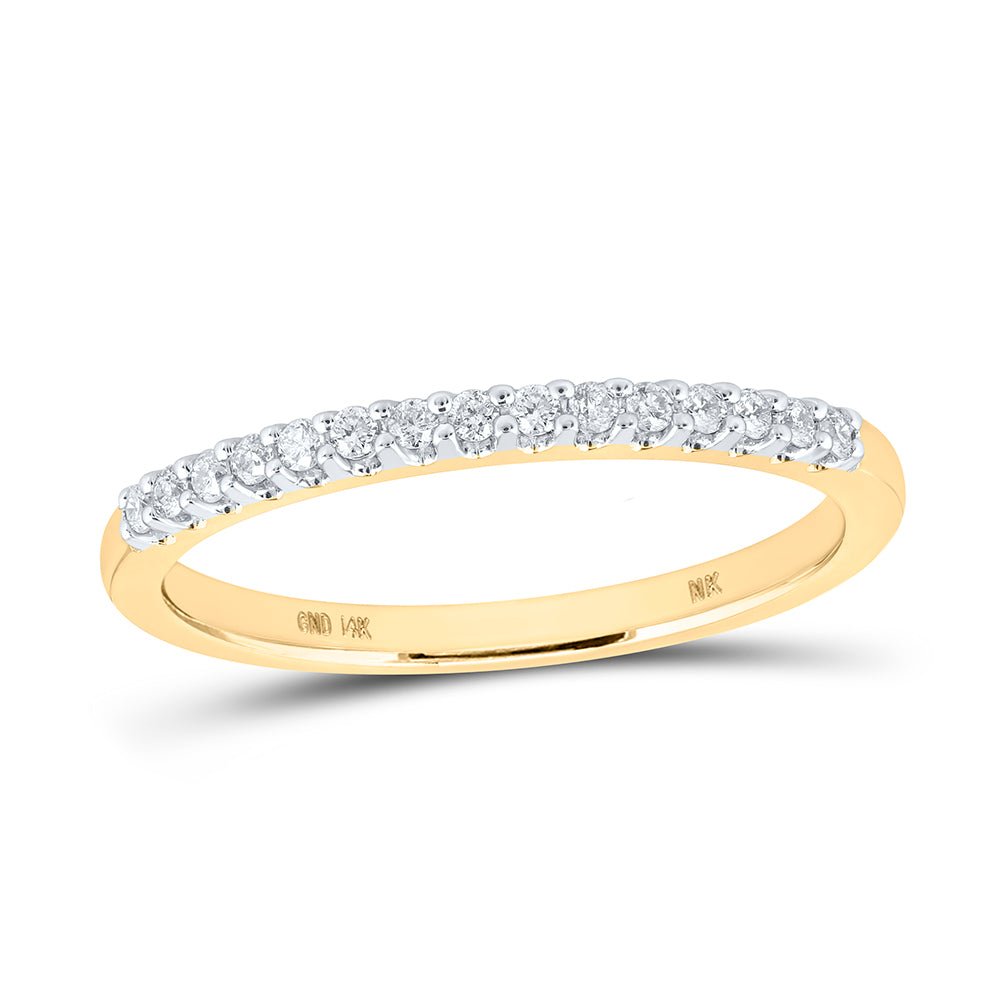 14K Yellow Gold Round Diamond Women's Band 1/6 Cttw - Splendid Jewellery