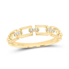 14K Yellow Gold Round Diamond Women's Chain Link Stackable Band Ring . 0.03 Cttw - Splendid Jewellery