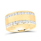 14K Yellow Gold Round Diamond Women's Channel Set Double Row Wedding Band 1 Cttw - Splendid Jewellery