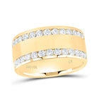 14K Yellow Gold Round Diamond Women's Channel Set Double Row Wedding Band 1 Cttw - Splendid Jewellery