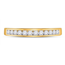 14K Yellow Gold Round Diamond Women's Channel Set Single Row Wedding Band 1/4 Cttw - Splendid Jewellery