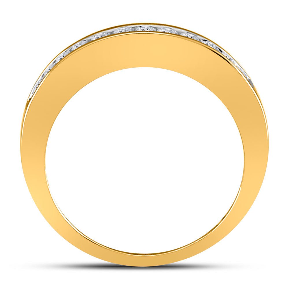 14K Yellow Gold Round Diamond Women's Channel Set Single Row Wedding Band 1/4 Cttw - Splendid Jewellery