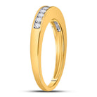 14K Yellow Gold Round Diamond Women's Channel Set Single Row Wedding Band 1/4 Cttw - Splendid Jewellery