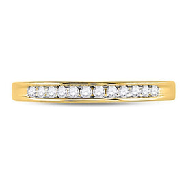 14K Yellow Gold Round Diamond Women's Channel Set Wedding Band 1/6 Cttw - Splendid Jewellery