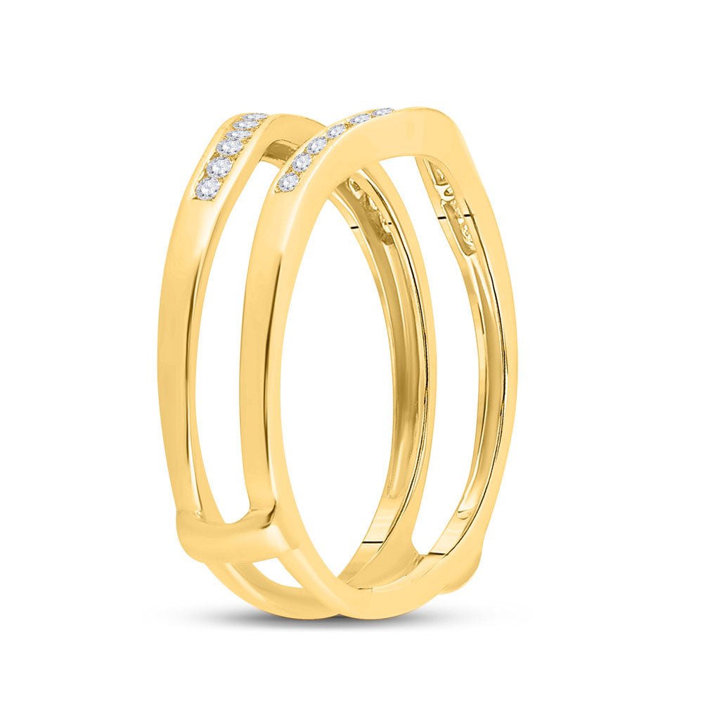 14K Yellow Gold Round Diamond Women's Channel Set Wrap Ring Guard Enhancer 1/4 Cttw - Splendid Jewellery