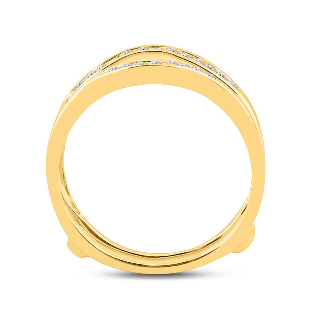 14K Yellow Gold Round Diamond Women's Channel Set Wrap Ring Guard Enhancer 1/4 Cttw - Splendid Jewellery