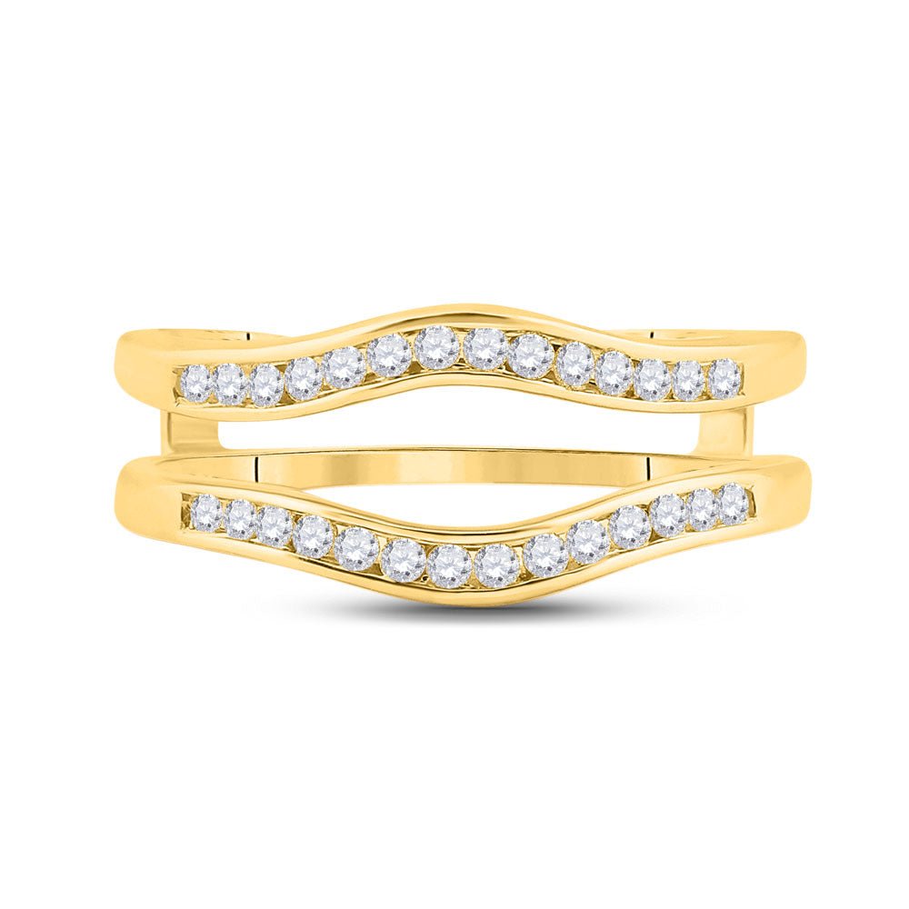 14K Yellow Gold Round Diamond Women's Channel Set Wrap Ring Guard Enhancer 1/4 Cttw - Splendid Jewellery