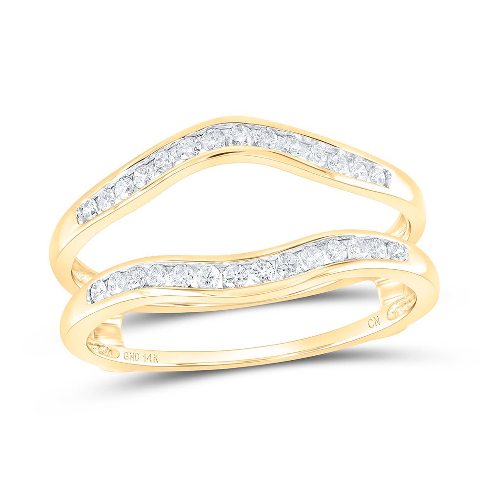 14K Yellow Gold Round Diamond Women's Channel Set Wrap Ring Guard Enhancer 1/4 Cttw - Splendid Jewellery