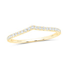 14K Yellow Gold Round Diamond Women's Chevron Stackable Band Ring 1/6 Cttw - Splendid Jewellery
