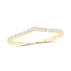 14K Yellow Gold Round Diamond Women's Chevron Stackable Band Ring 1/6 Cttw - Splendid Jewellery