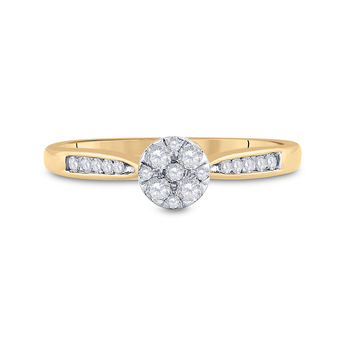 14K Yellow Gold Round Diamond Women's Cluster Bridal Wedding Engagement Ring 1/4 Cttw - Splendid Jewellery