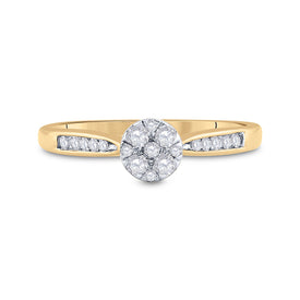 14K Yellow Gold Round Diamond Women's Cluster Bridal Wedding Engagement Ring 1/4 Cttw - Splendid Jewellery