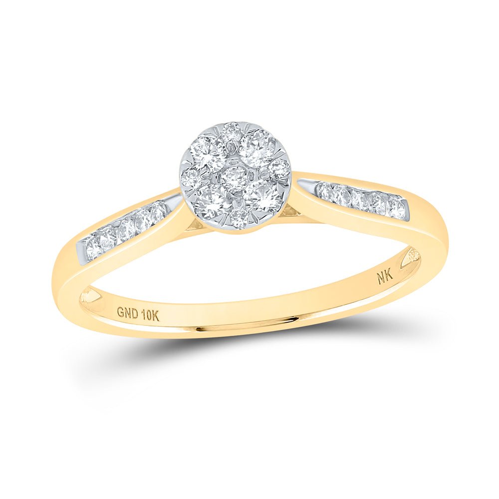 14K Yellow Gold Round Diamond Women's Cluster Bridal Wedding Engagement Ring 1/4 Cttw - Splendid Jewellery