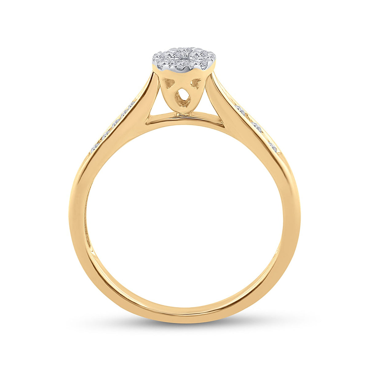 14K Yellow Gold Round Diamond Women's Cluster Bridal Wedding Engagement Ring 1/4 Cttw - Splendid Jewellery