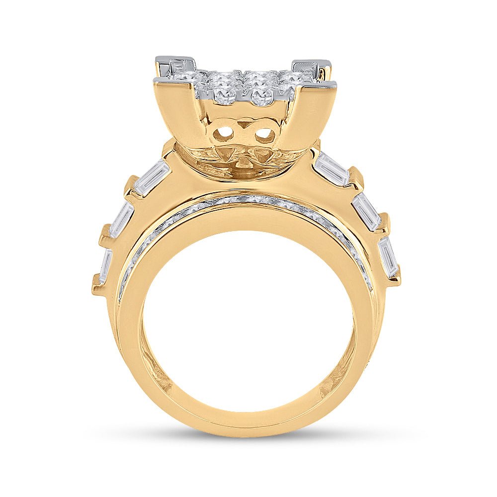14K Yellow Gold Round Diamond Women's Cluster Bridal Wedding Engagement Ring 4 Cttw - Splendid Jewellery