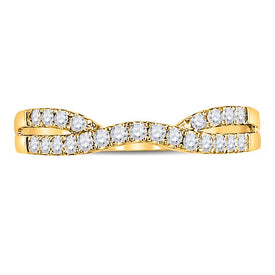 14K Yellow Gold Round Diamond Women's Contour Enhancer Wedding Band 1/4 Cttw - Splendid Jewellery