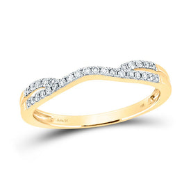 14K Yellow Gold Round Diamond Women's Contour Enhancer Wedding Band Ring 1/6 Cttw - Splendid Jewellery