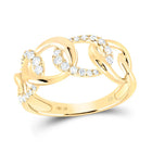 14K Yellow Gold Round Diamond Women's Cuban Link Designer Ring 1/3 Cttw - Splendid Jewellery