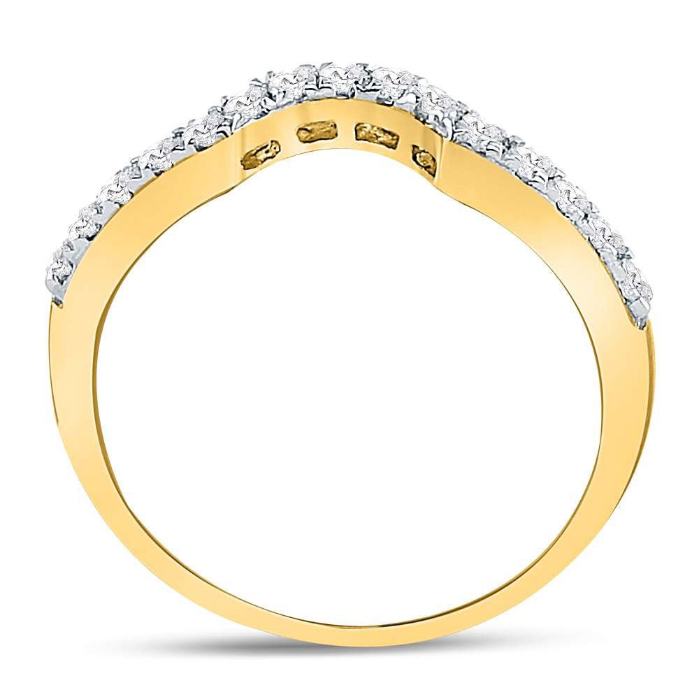 14K Yellow Gold Round Diamond Women's Curved Wedding Enhancer Band Ring 1/4 Cttw - Splendid Jewellery