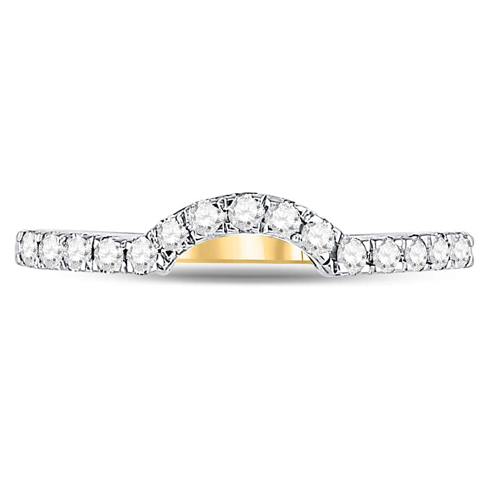 14K Yellow Gold Round Diamond Women's Curved Wedding Enhancer Band Ring 1/4 Cttw - Splendid Jewellery