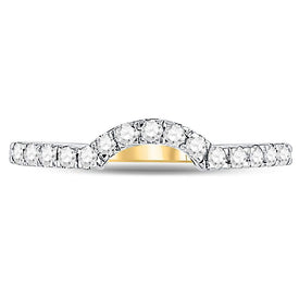 14K Yellow Gold Round Diamond Women's Curved Wedding Enhancer Band Ring 1/4 Cttw - Splendid Jewellery