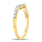 14K Yellow Gold Round Diamond Women's Curved Wedding Enhancer Band Ring 1/4 Cttw - Splendid Jewellery